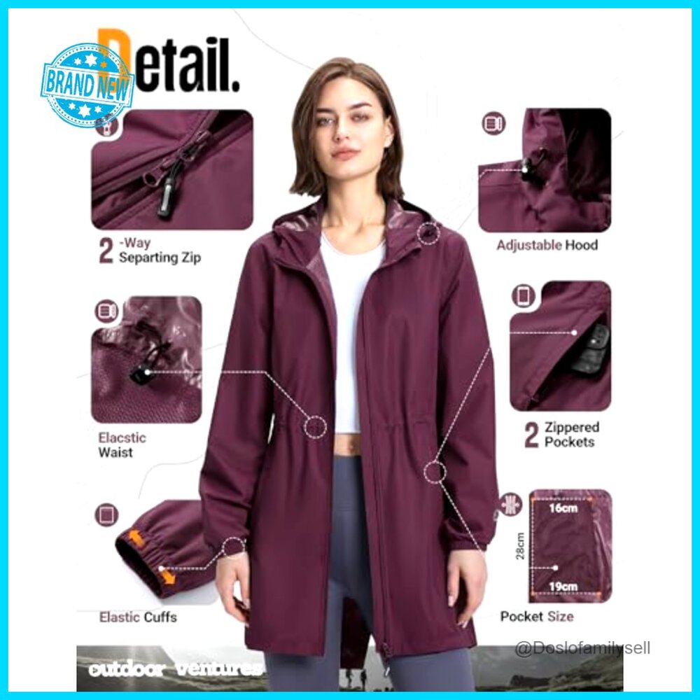 Packable Waterproof Trench Rain Jacket Lightweigh… - image 4
